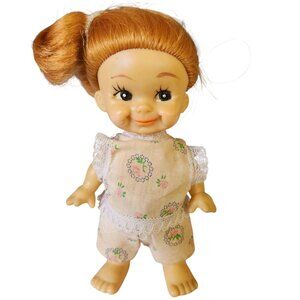 Vintage 1960s Huggles Doll Japan Red Hair Big Eyes 7” Vinyl Girl Toy Collectible